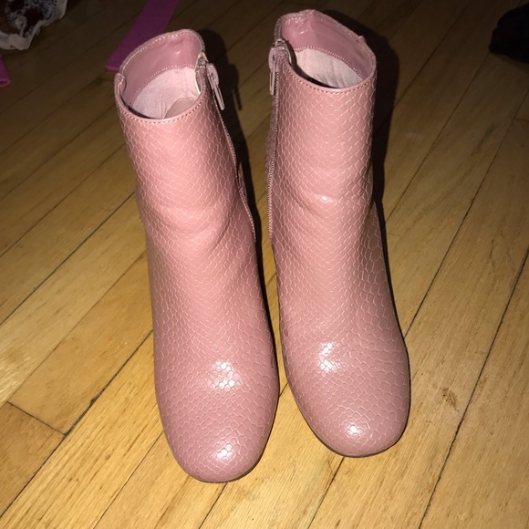 Urban Outfitters Shoes - Urban Outfitters | Pink Snake Skinned Booties
